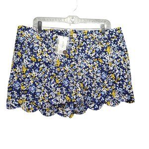 Crown & Ivy Shorts Womens Size 12 Shelby Blue Floral Scallop Hem Shorts *NWT*